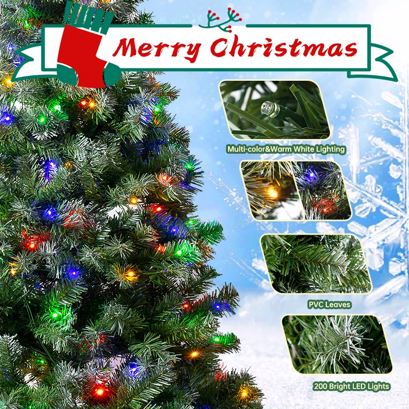 1.8M Smart Rotating Christmas Tree Christmas Tree Light RGB LED Christmas Halloween Star Xmas Christmas Tree Toppers Lights