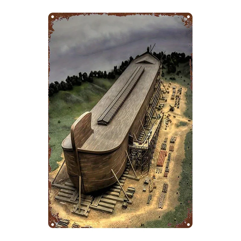 CIFbuy Vintage Aluminium Wandkunst Wasserdichtes Noah-Arche-Schild für Heim, Kirche, Hebräische Bibel Raumdekoration