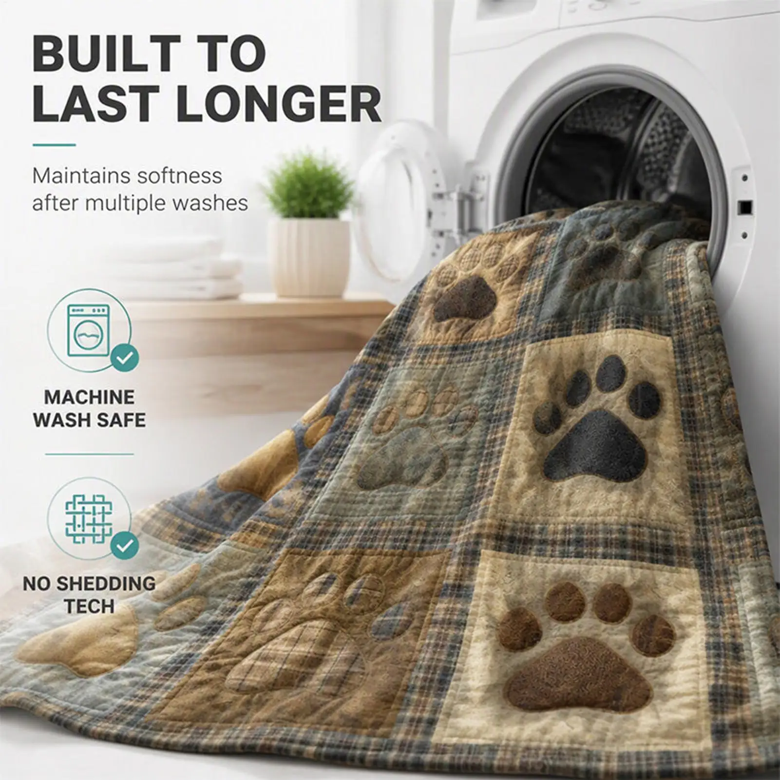 Dog Paw Print Quilt Blanket Cozy Pet Throw Multicolor patchworks Footprint And Warm Home Living Room Decor Cover Blanket Design