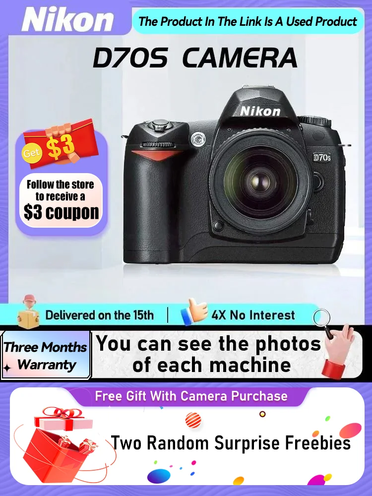 Nikon D60 D70 D70S D80 D90 APS-C Digital SLR Camera Professional Photographer Photography 12.30MP 720P HD Video Cameras（Used）