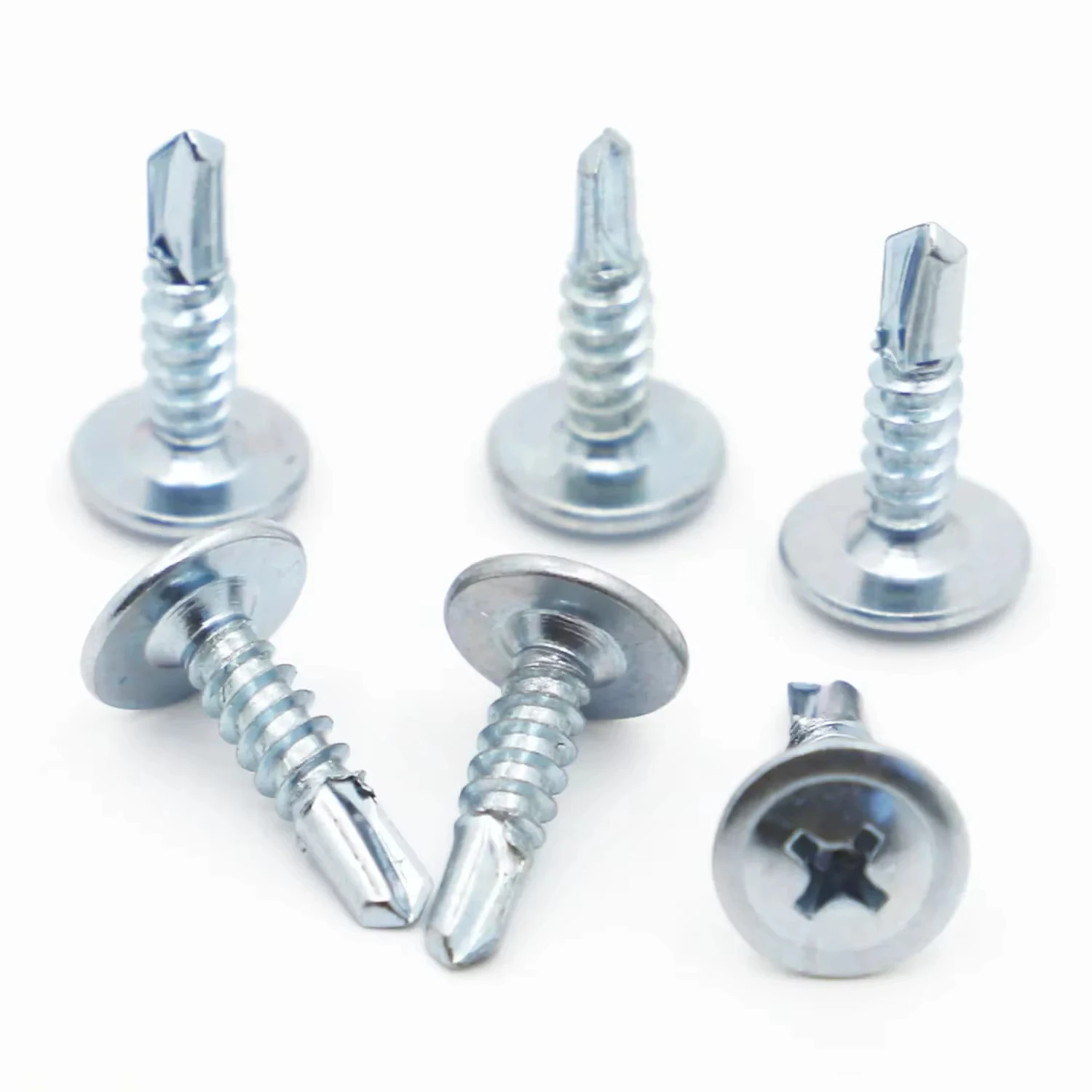 # 8 Phillips Truss Head Selbstbohrende Schrauben, Zinkoxid-Blechschrauben, Schnell selbstschneidende Schrauben für Blech und Metall, 120 Stück