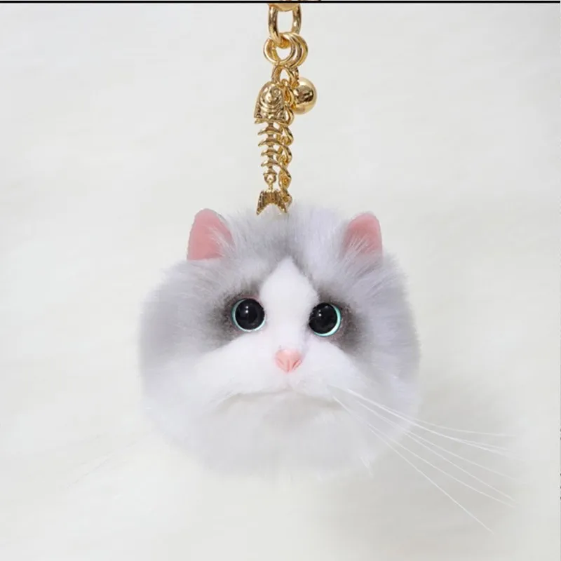 Porte-clés de téléphone réaliste pour enfants, pendentif chat mignon de simulation Kawaii, jouets en peluche d'extérieur pour enfants, cadeau d'anniversaire de dessin animé, sac à dos, nouveau