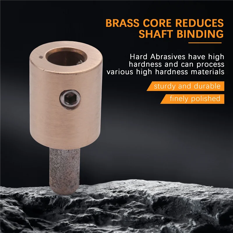 Top Deals 3Pcs Grinder Head 1 Inch 3/4 Inch 1/4 Inch Brass Core Standard Grit Stained Glass Grinder Bit Head For Glass Stone