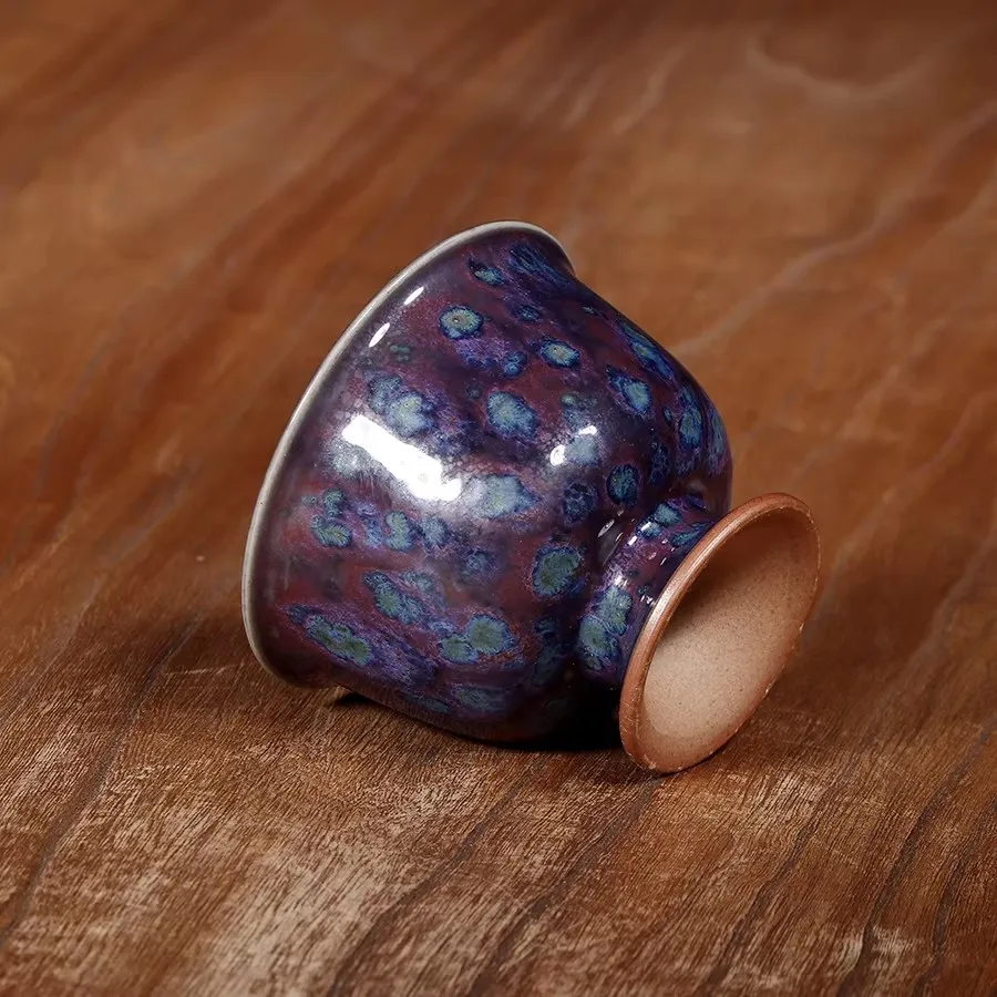 Jun Porcelain Coming of the Phoenix Phoenix Tail Glazed High-Base Cup Handmade Owner Cup Carbon-fired Kiln Transformation Teacup