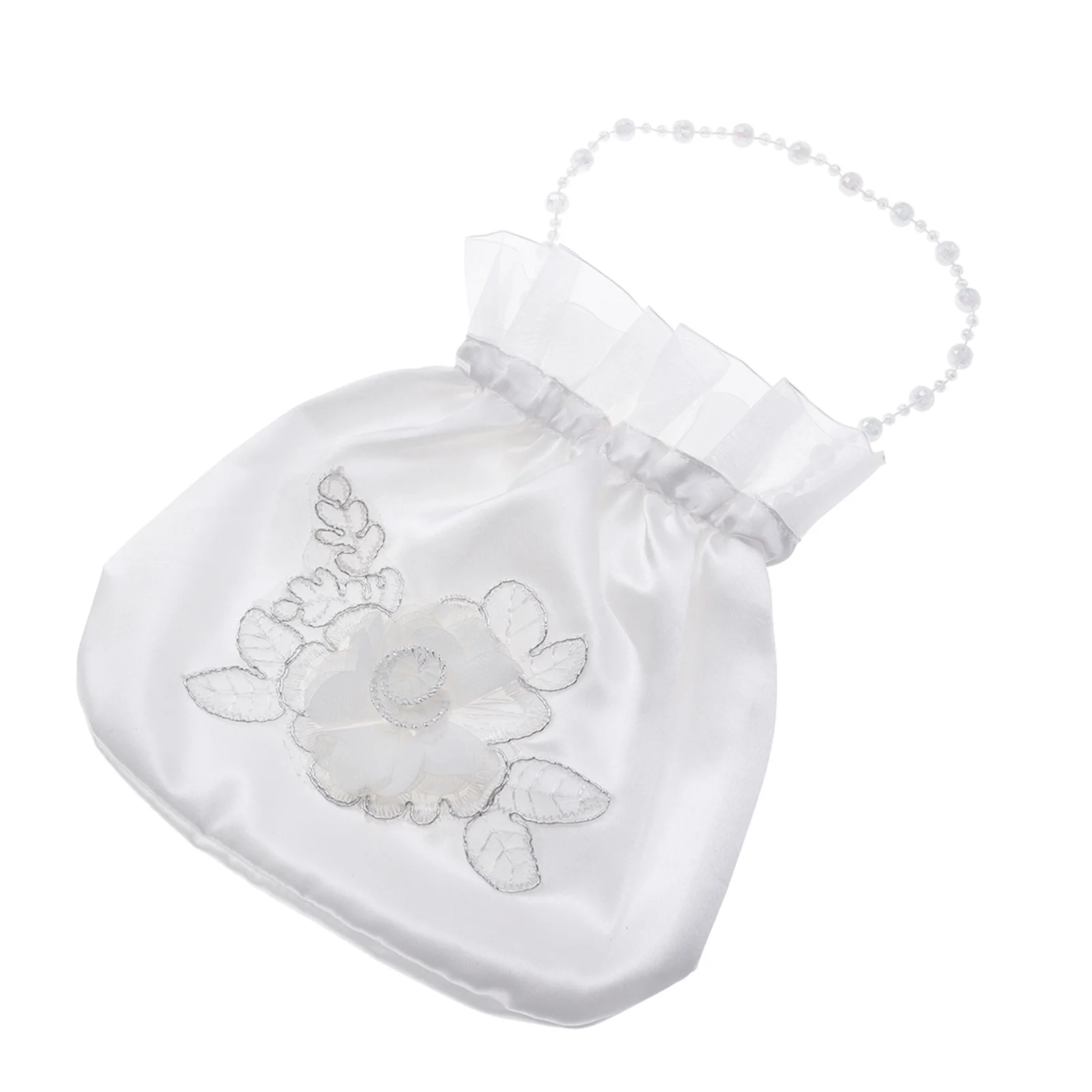 الأبيض 21*22 سم الساتان الزفاف دوللي حقيبة حجر الراين مزين حقيبة يد الزفاف لوصيفة الشرف زهرة هدية حفلة لصالح حقيبة #1