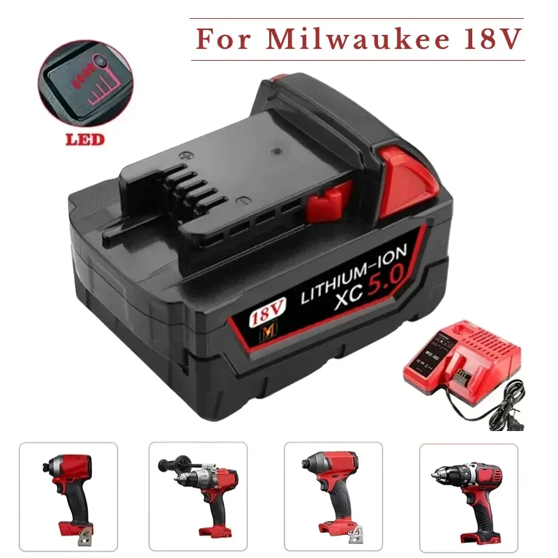 

For Milwaukee M18 18V 8000mAH Replacement For Milwaukee M18B5 XC Li-ion battery M18B 48-11-1815 48-11-1850 2604-22