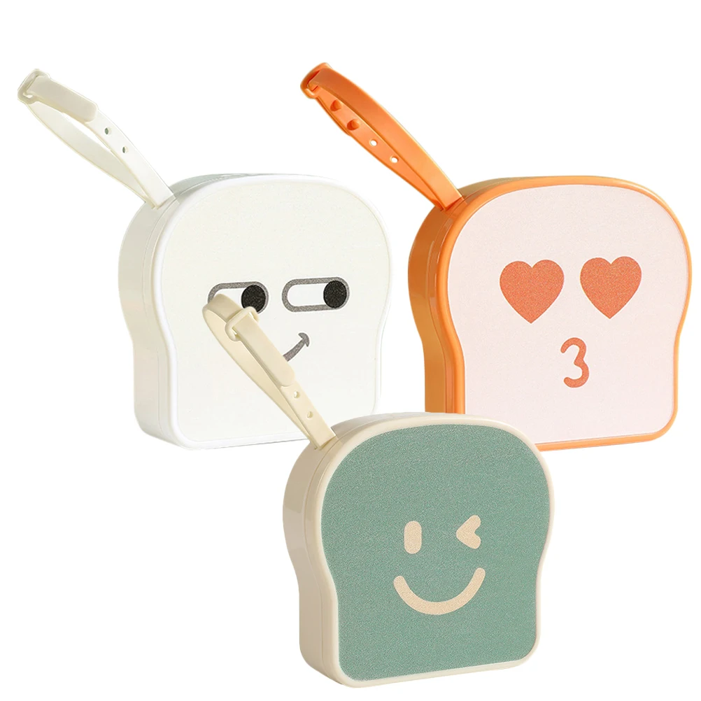 

3 Pcs Storage Box Jewelry Accessories Earphone Power Cord Toast Shaped Lightweight Travel ganizer ange White Yellow Storage