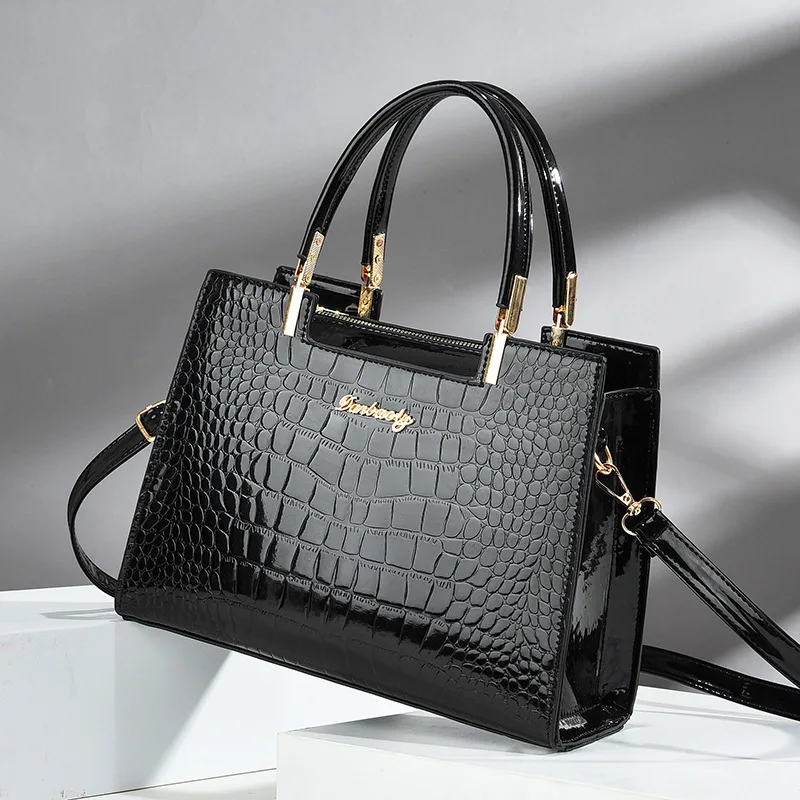 

Luxury Bright Leather Ladies HandBags High-end Crocodile Messenger Bags Boston Ladies Shopping Shoulder Tote Bags Crossbody Bag