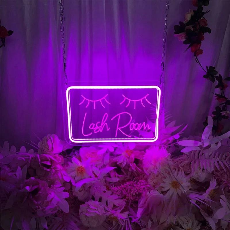 USB 3D Engraved Lash Room Neon Sign,Acrylic Sign For Lash Store Studio,Beauty Salon Decor,Lashes Salon Room Wall Decor