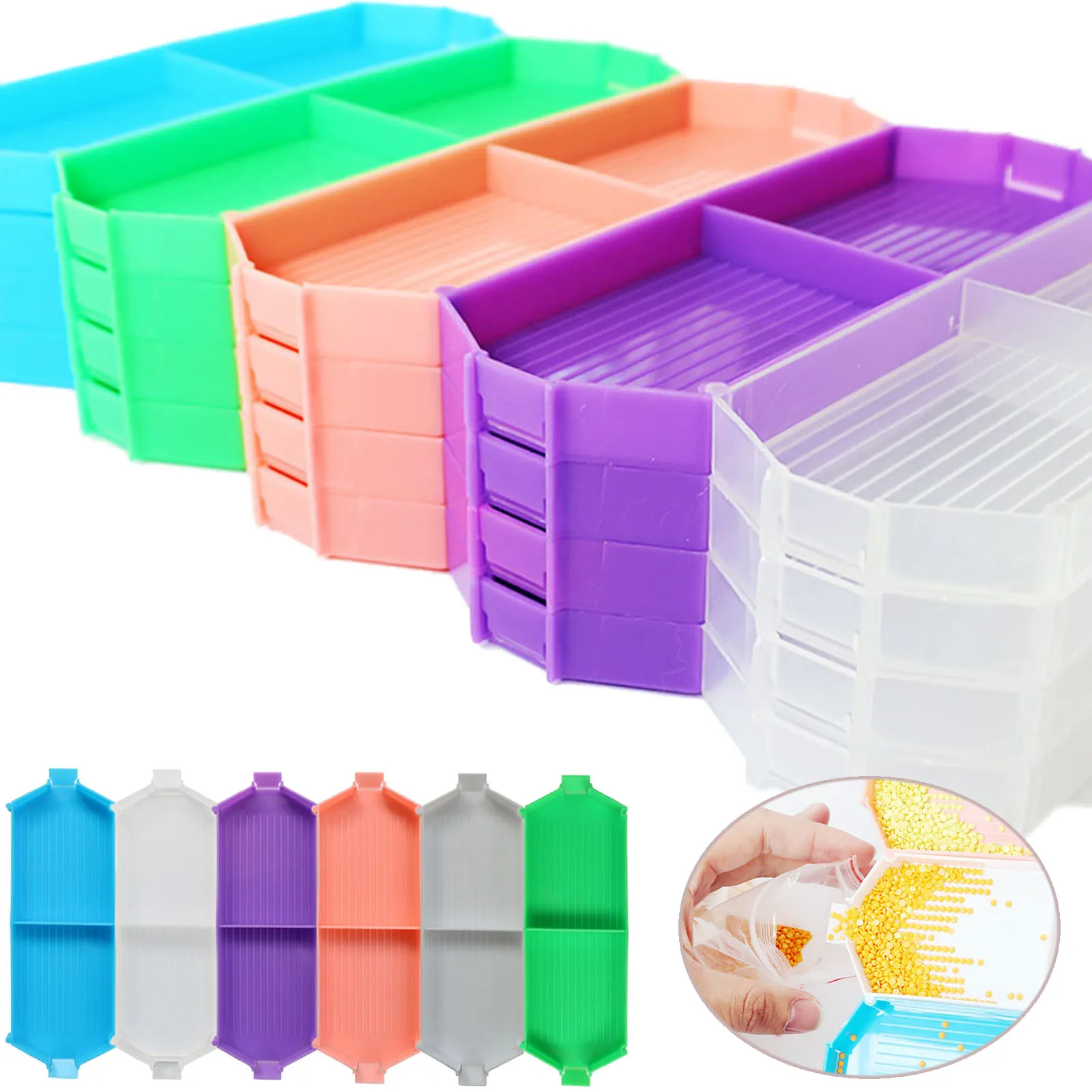 5D Diamond Painting Art Colorful Box Tray Kit Multi Placing Drill Tray Storage Box for 5D Diamond Painting Tools Accessories