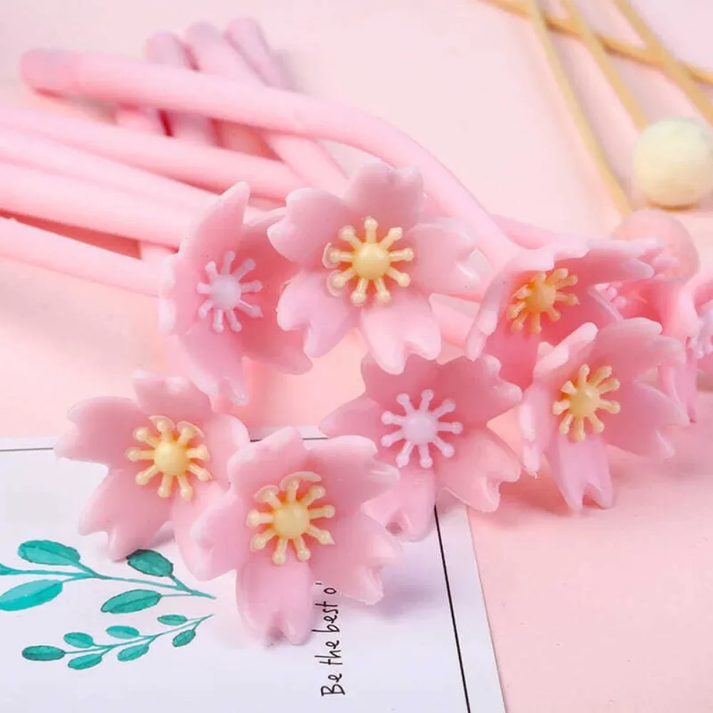 60 pcs Großhandel kreative weiche Gel stifte Blumen Silikon rosa Mädchen Herz Kirsch gel Stift Student Büro Zubehör