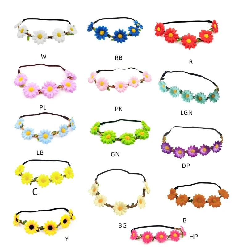 Floral Wreath Elastic Flower Headband Hair Accesories For Festivals Party Drop Shipping