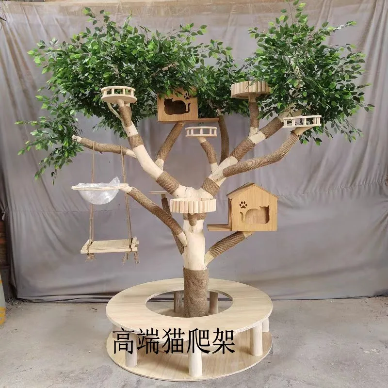 Cat Climbing Frame Cat Nest Integrated Cat Toy Teasing Cat Solid Wood Cat Scratching Column Cat Anti-cat Scratching