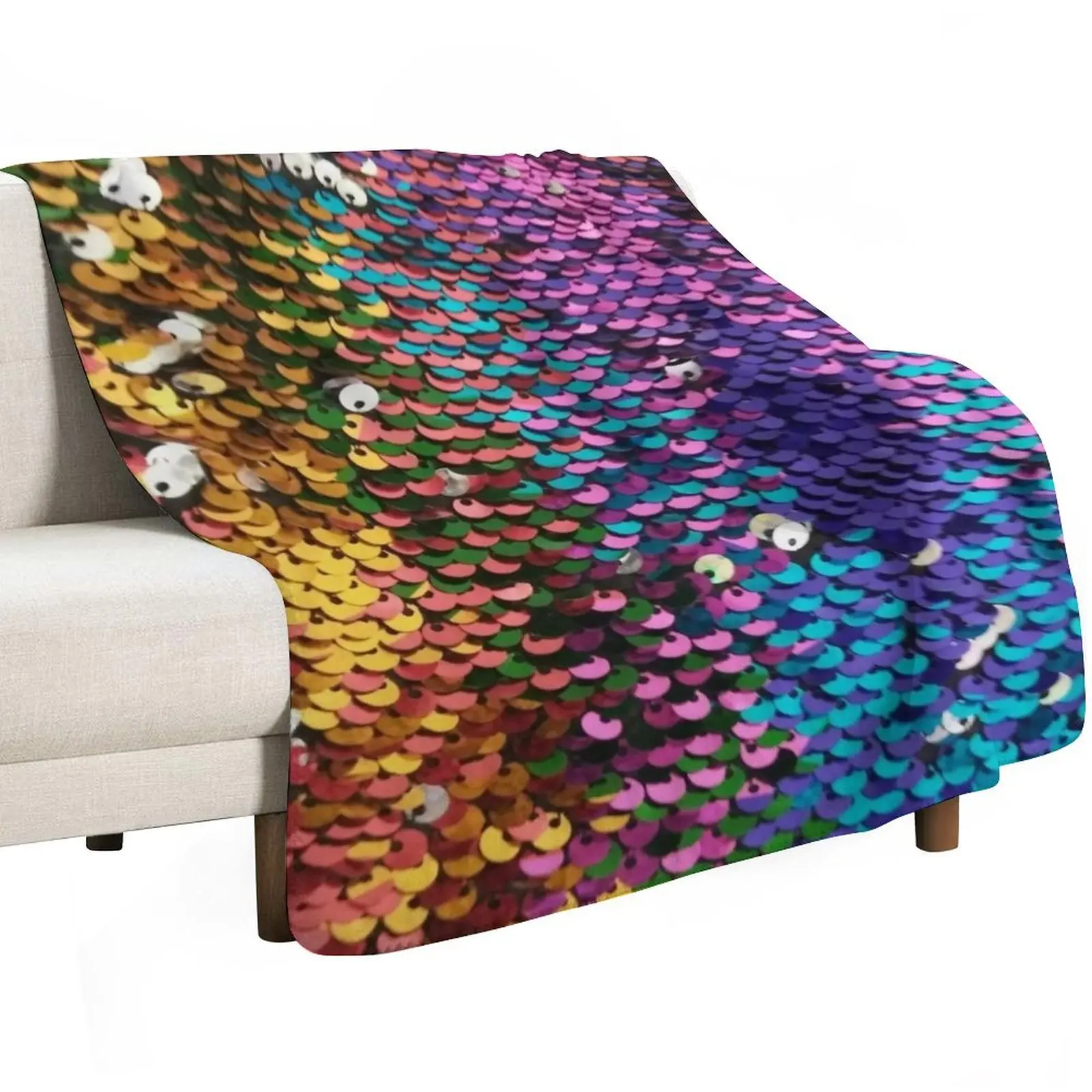 Multi-colored Sequins Throw Blanket Stylish Couch Blanket for Home Living Room