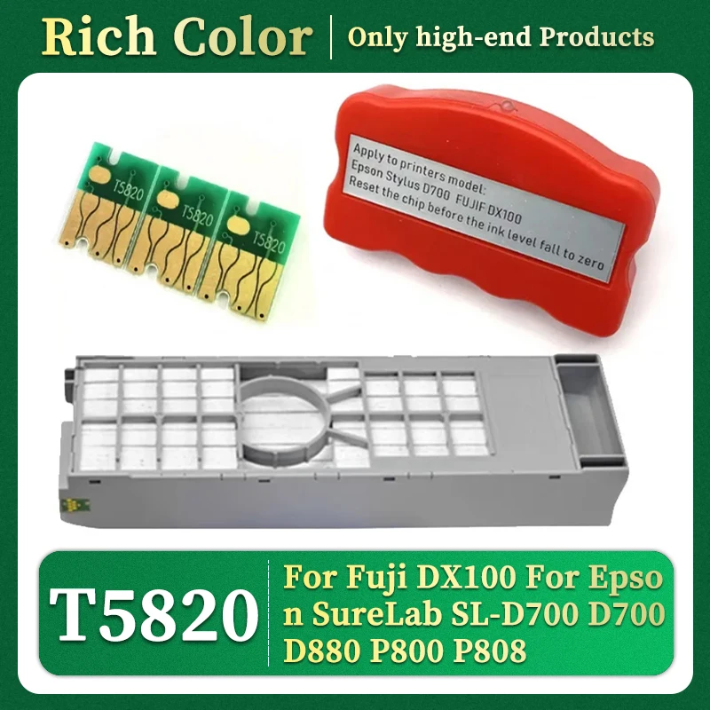 T5820 Maintenance Tank Chip Resetter For Fuji DX100 For Epson SureLab SL-D700 D700 D880 P800 P808 Waste Ink Tank Chip Restore