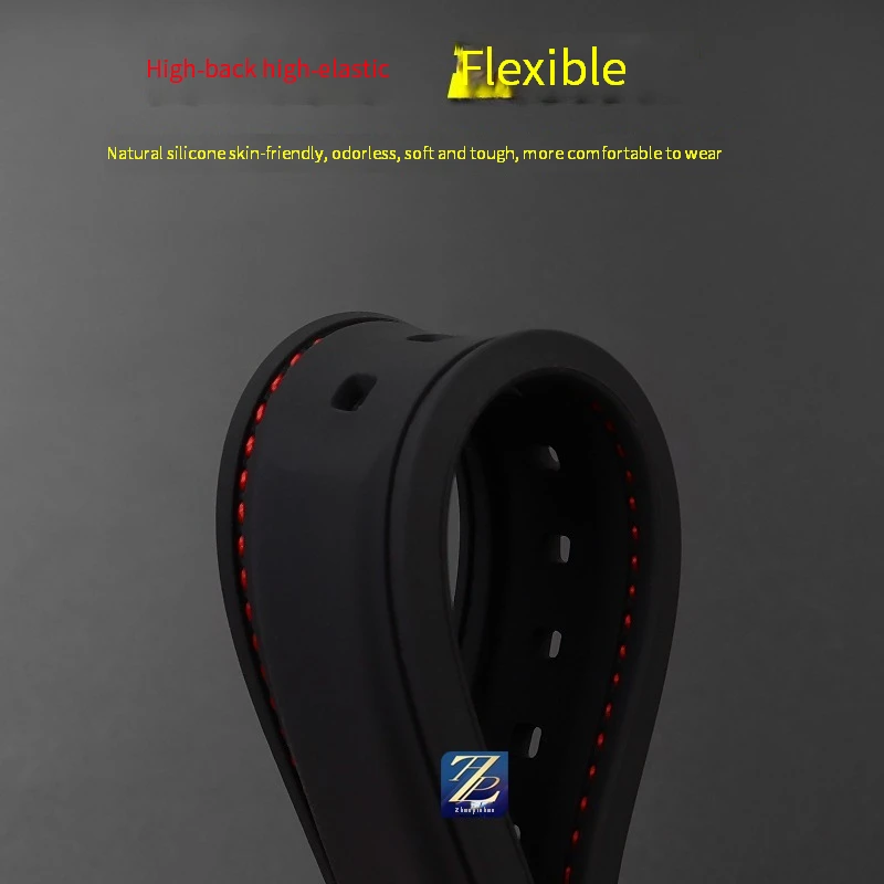 ل تيسو PRX الساعات T137.407/T137.410 سوبر لاعب سلسلة سيليكون المطاط حزام (watch) ساعة الرجال المعصم حزام 26x12 مللي متر نهاية محدبة