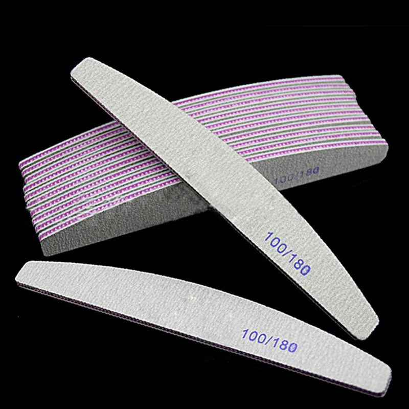 Hot Sale Professional Nail File 100/180 Half Moon Sandpaper Nail Sanding Blocks Grinding Polishing Manicure Care Tools