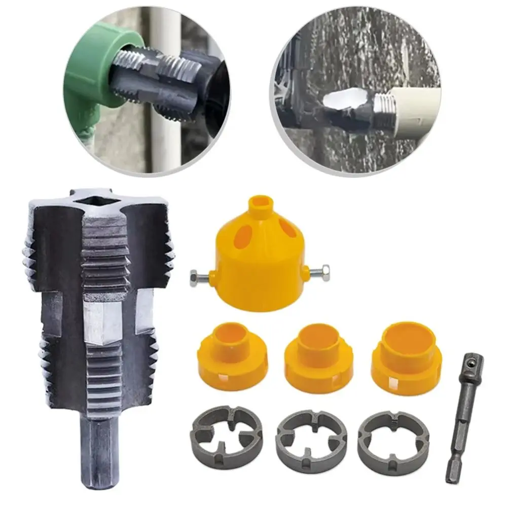 

Plastic PVC Pipe Threader Kit Punching Plumbing Internal Thread Opener Durable Versatile Electric Hole Opener Hand Tool
