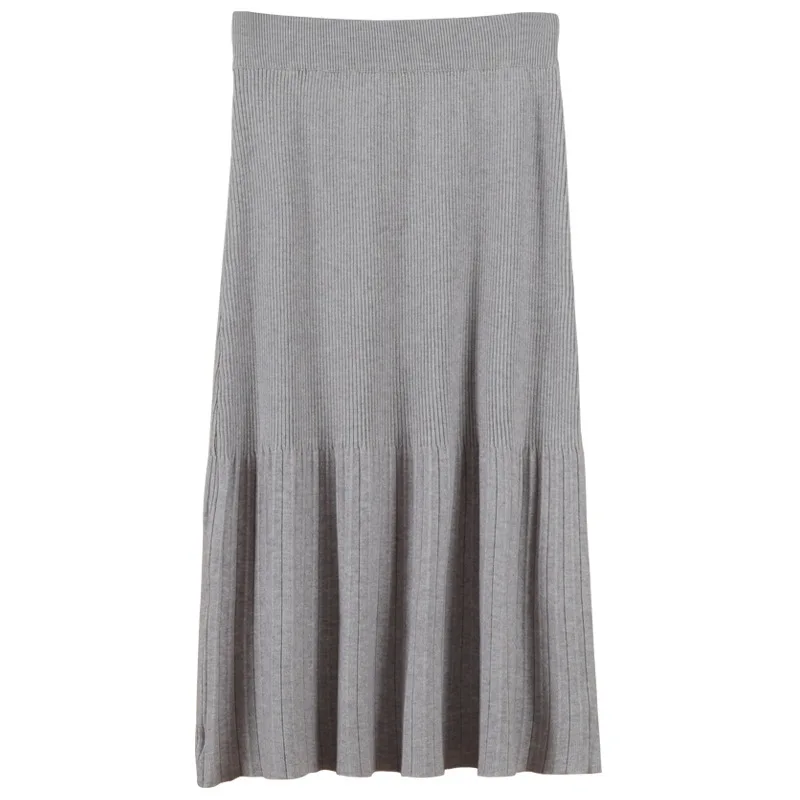 

Core-wrapped Yarn Spot women's Fall Winter College Style Knitted mid-length Pleated Skirt Skirt women's A-line Skirt Umbrella