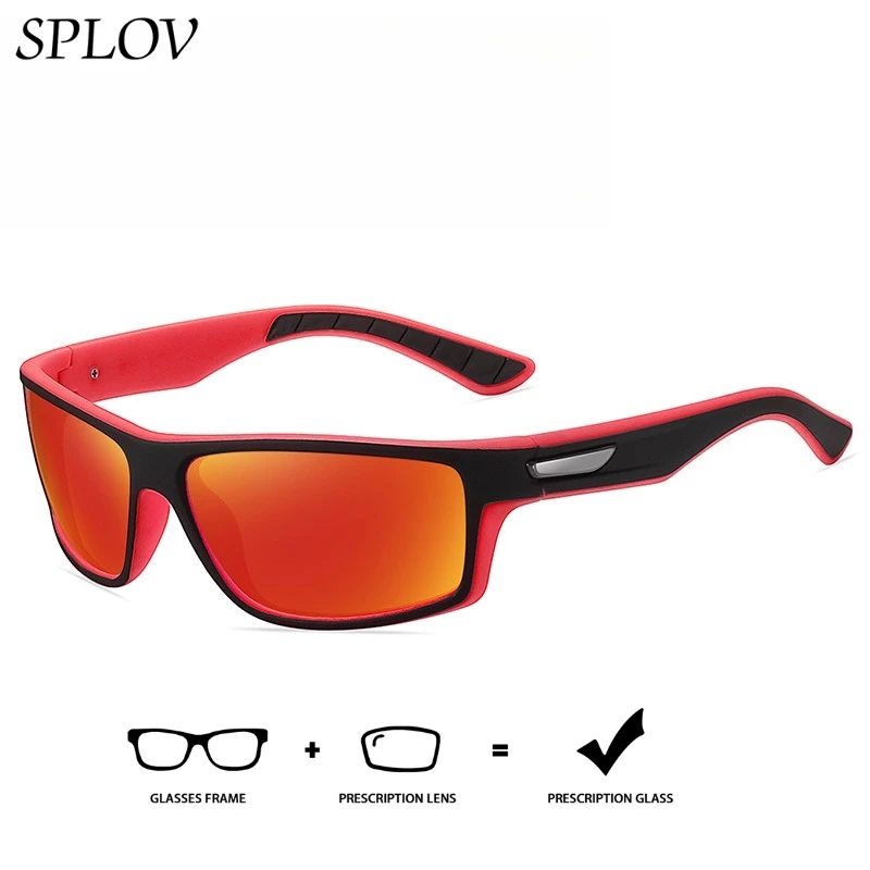 SPLOV Rectangular Prescription Sports Sunglasses Customizable Blue-Light Blocking Photochromic Polarized Sunglasses
