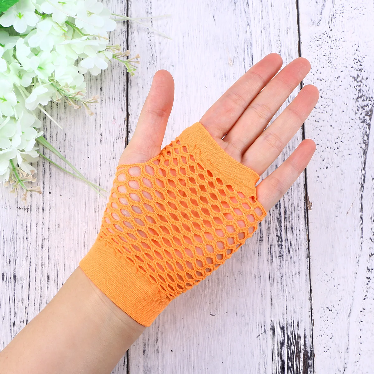 80 年代のコスチュームアクセサリーセットオレンジレースヘッドバンドネオンイヤリング指なし手袋レトロパーティーゴシックコスプレディスコ用