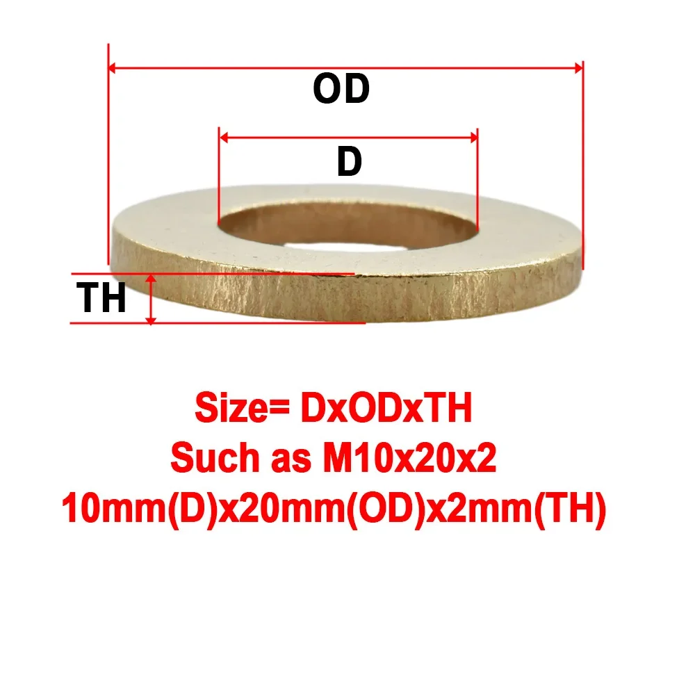 M2 M3 M4 M5 M6 M8 M10 M12 M14 M16 M18 M20 Brass Flat Washer O Ring Solid Oring Seal Gasket Shim Copper Metal Meson Pad Spacers