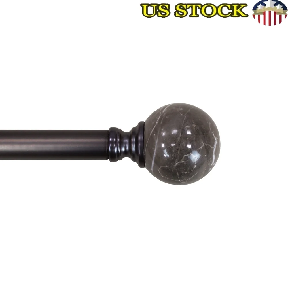 

Oil-Rubbed Bronze Marble Curtain Rod Adjustable 120-180 Inch Telescoping Pole Complete Kit with Finials Brackets Hardware