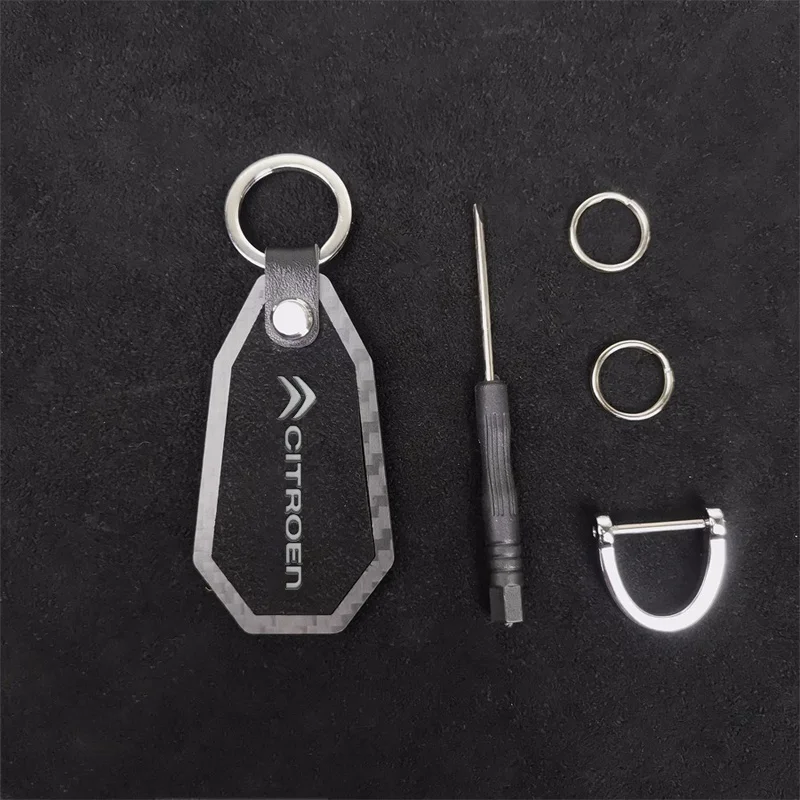 الجلد المدبوغ ألياف الكربون سيارة المفاتيح كيرينغ المعلقات الفاخرة لسيتروين C4 بيكاسو كسارا C5 Aircross الصبار C1 C2 C3 C6 C8 ملحق