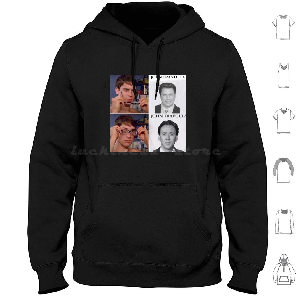 John Travolta Nicolas Cage Meme Hoodie cotton Long Sleeve Nicolas Cage Cage Face Off John Travolta Travolta John Funny Face