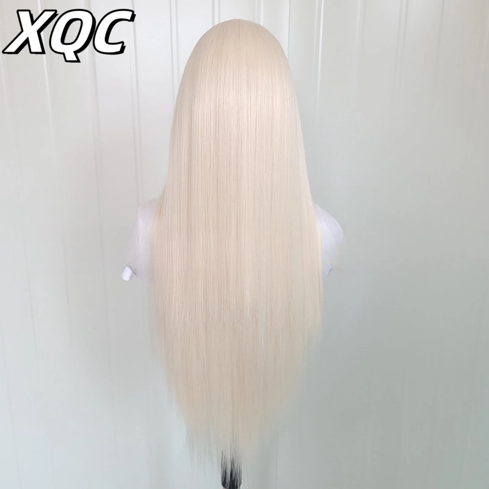 Blonde pruik Rechte synthetische kant Lijmloze pruik Lang blond synthetisch haar Kanten pruiken voor vrouwen Platina wit blond