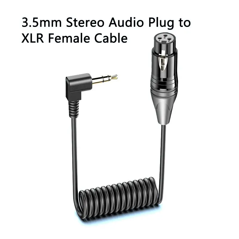 Spring Retractable 3.5mm Stereo Male 90 ° to XLR 3Pin Male And Female Cable Microphone, Mobile Phone MP3 Player, Tablet Computer