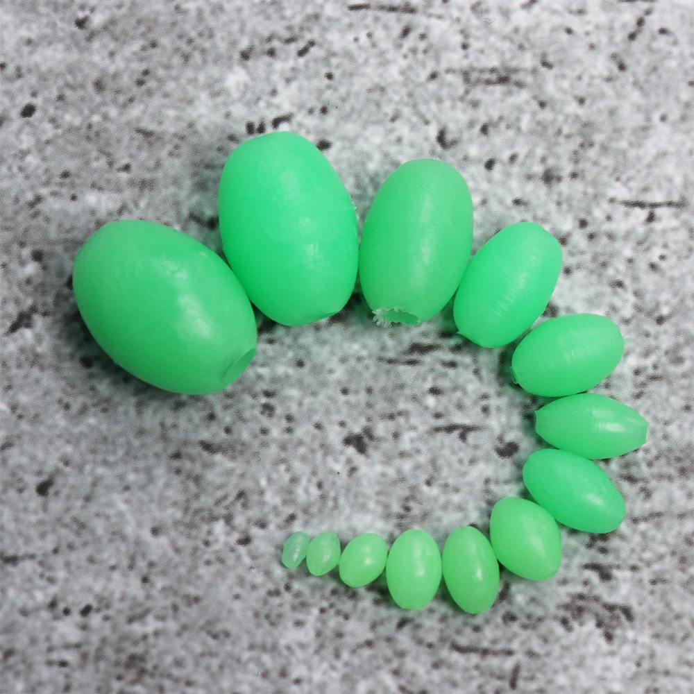 10 ~ 500 Stück Angeln Glow Stopper Perlen 4x6mm/6x8mm/8x12mm Fluoreszierende weiche Perlen Glow-in-the-Dark Spacer Perlen für künstliche Köder – Detail 7