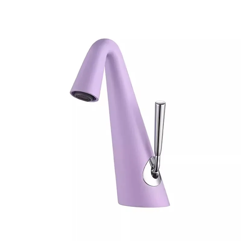 

Basin Faucet Bathroom Sink Tap Purple Total Brass Single Lever Bathroom Water Mixer Crane Hot and Cold Sink Tap New Arrival