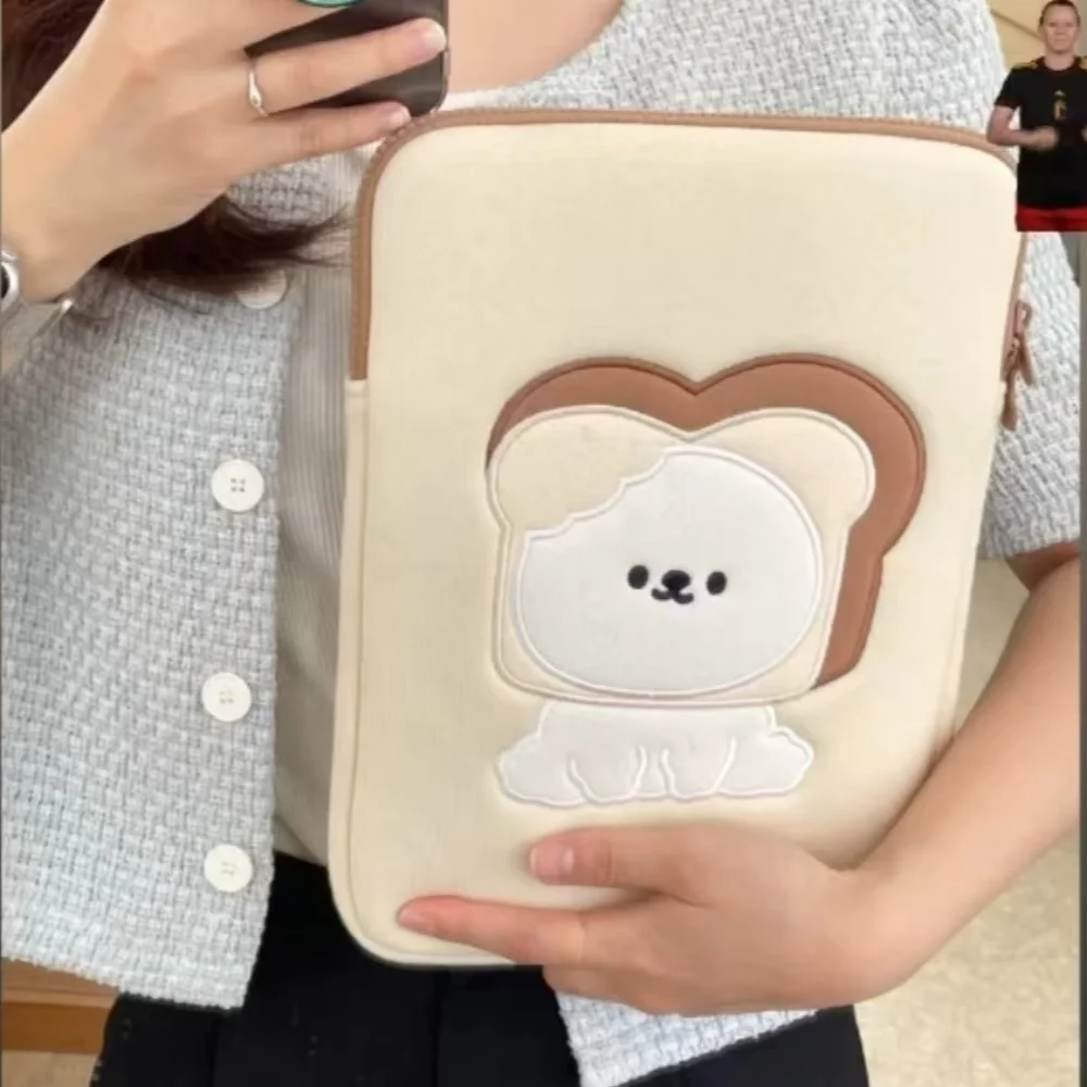 11 Inch Tablet Sleeve Bag Soft Plush Protective Tablet Case Cover Cartoon Inner Bag Laptop Bag for iPad Air/Samsung/Xiaomi