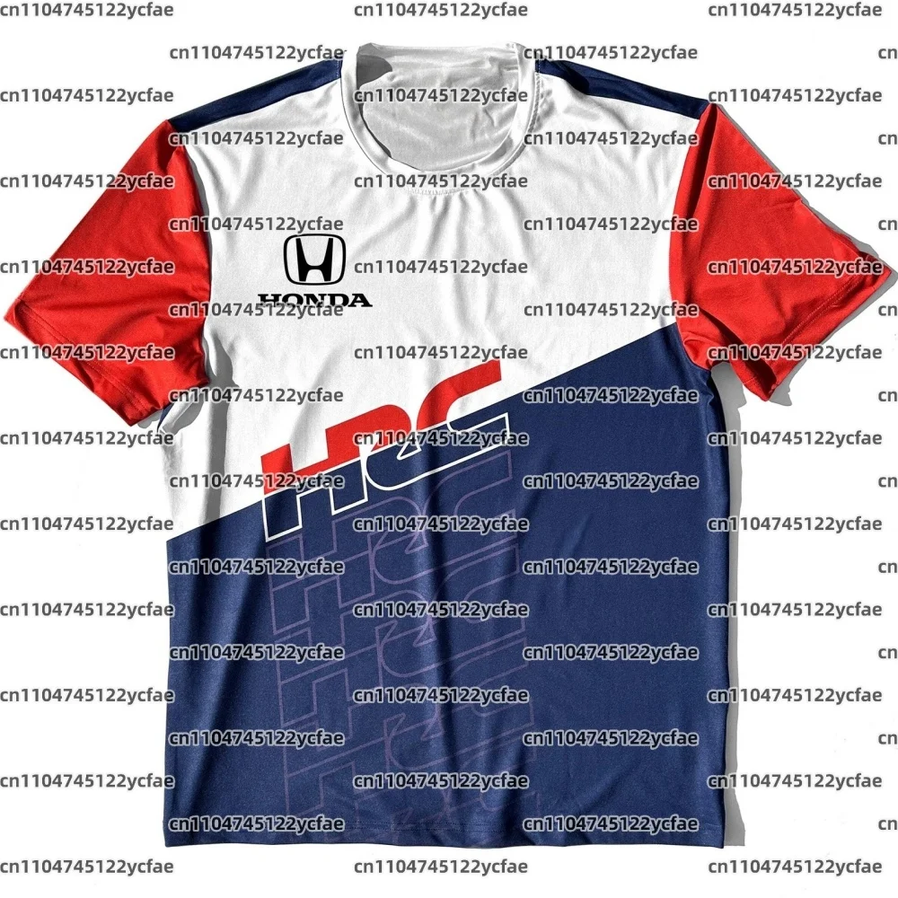 

HRC Honda 2025 летняя футболка для гонок на мотоциклах с короткими рукавами для езды на велосипеде на открытом воздухе, гоночная командная футболка, спортивный топ, дышащая футболка с 3D узором