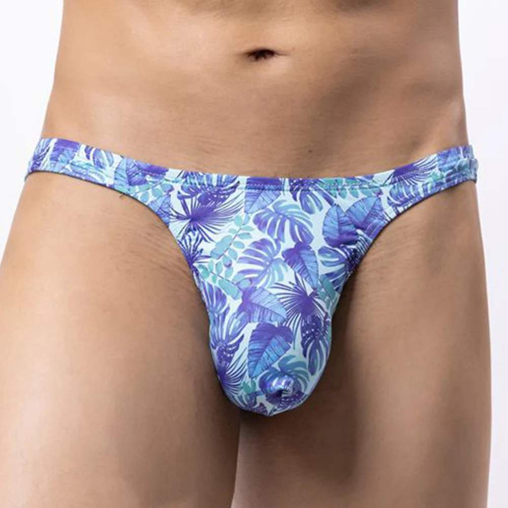 

Quick Dry Sexy Mens Print Thongs Low-rise Underwear Panties Sleep Bottoms Daily Knickers Male T-back Underpants Pouch G-strings