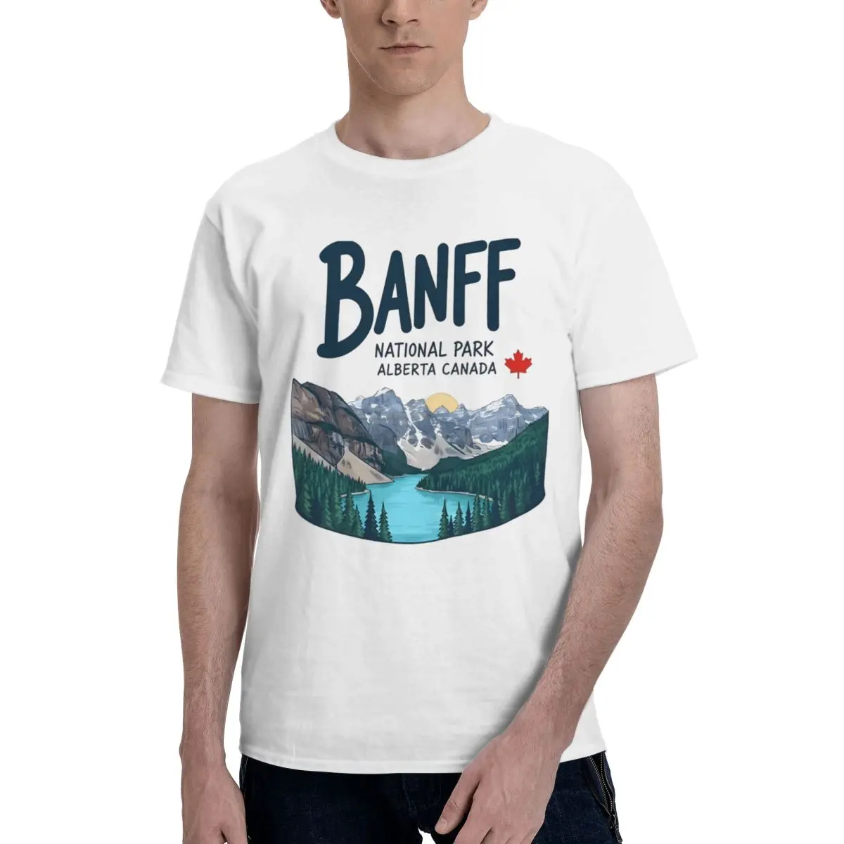 Men Banff National Park Alberta Rocky Mountains Awesome T Shirt Vintage O-neck Cotton Anime Shirt