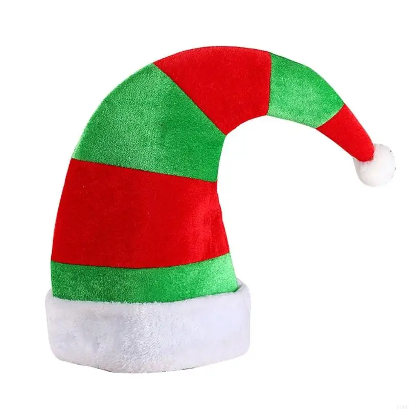 قبعة الاحتفال بعيد الميلاد بتصميم منحني قبعات سانتا باللون الأحمر والأخضر للأطفال البالغين Y166 #2
