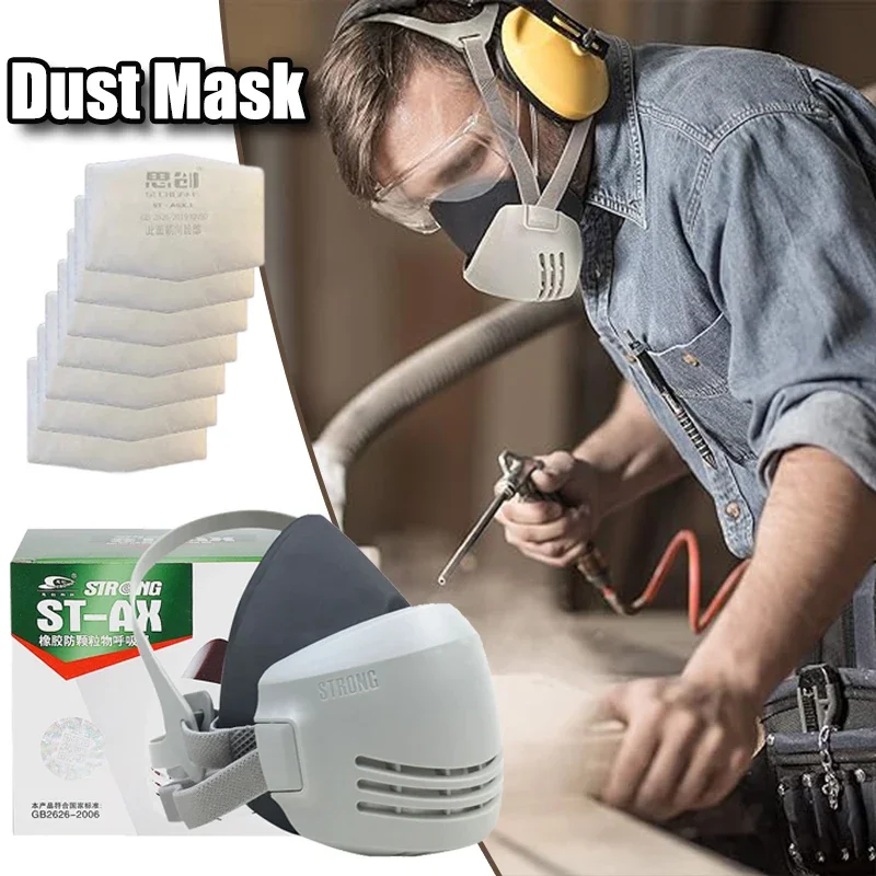 Industrial Dust Mask Reusable with Filter Cotton Dust Respirator Half-face Industrial Construction Anti-smog Safety Gas Mask