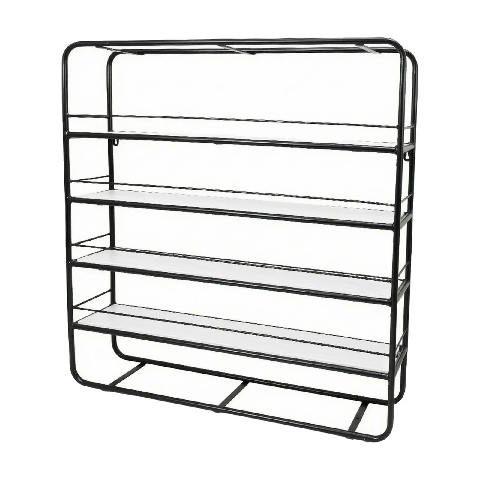 Wall Mounted Ribbon Storage Rack for Craft Supplies with Horizontal Rails and Shelf Supports for Small Items
