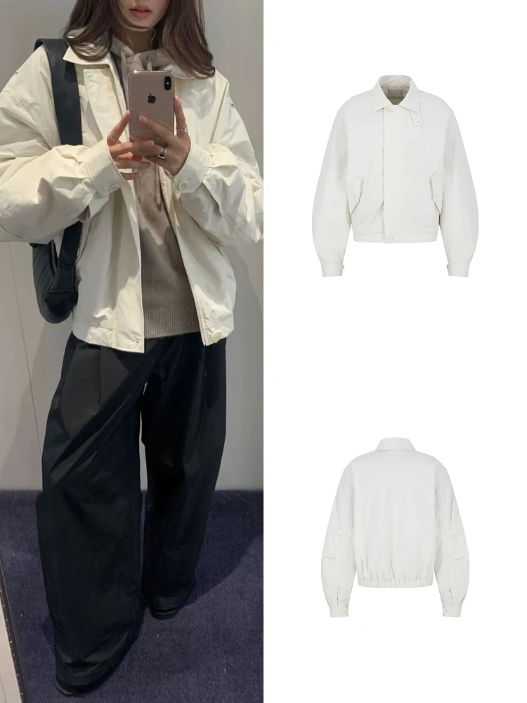 

Sle Cotton Jaet Women's Loose Casual Retro Biker Thiened Coat Long Sve Zipper Closure Color