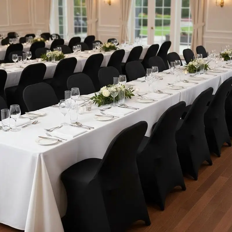 

Elastic Fabric Seating Protector 30PCS For Wedding Banquet Party, Universal Stretch Washable Dining Chair Covers Black