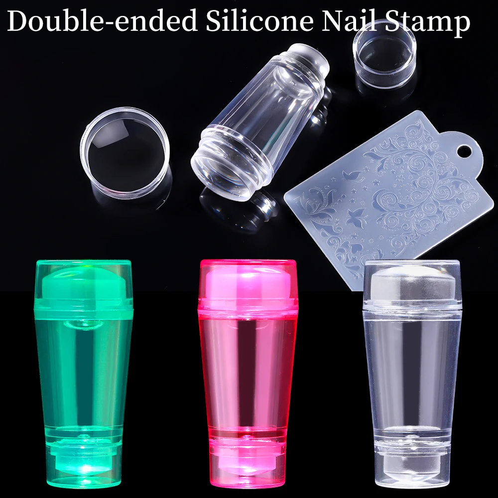 LINMADA Transparent Silicone Stamps French Manicure Stamps Nail Art Stamp Tools Nail Stamp Sets Suitable for Nail Decoration