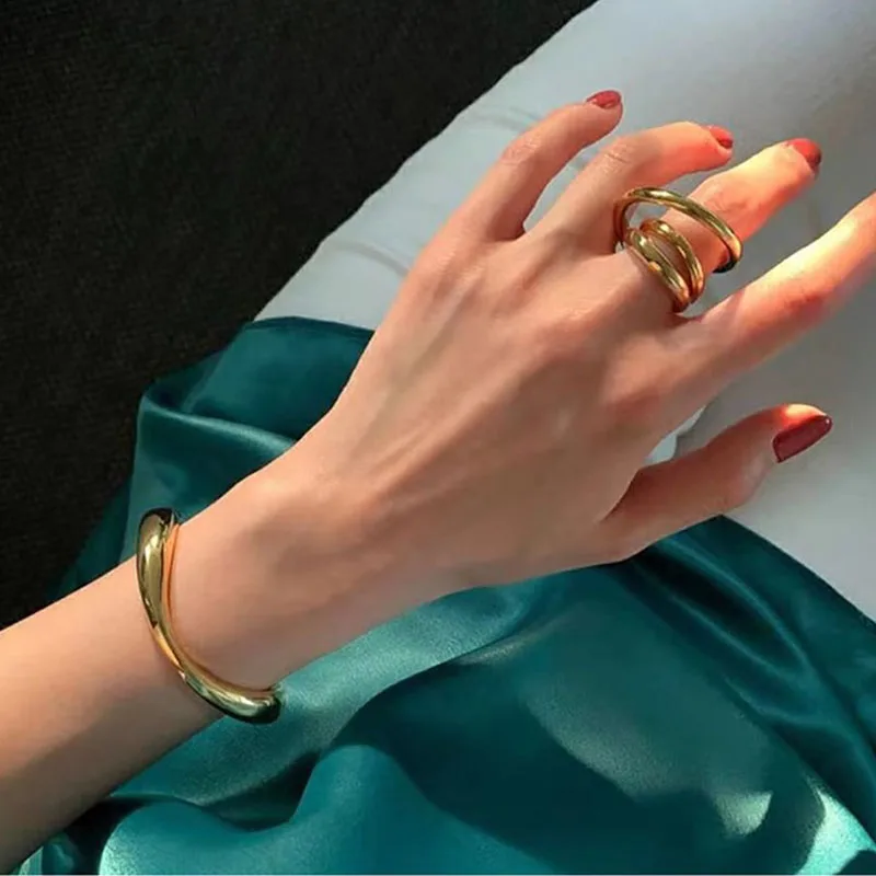 Irregular wave open cuff bangles stainless steel bangles for women minimalist simple jewelry tarnish free jewelry waterproof