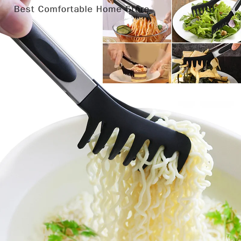 Stainless Steel Noodle Tongs Non-slip Handle Heat-resistant Chuck Easy To Store Multi-functional Food Tongs