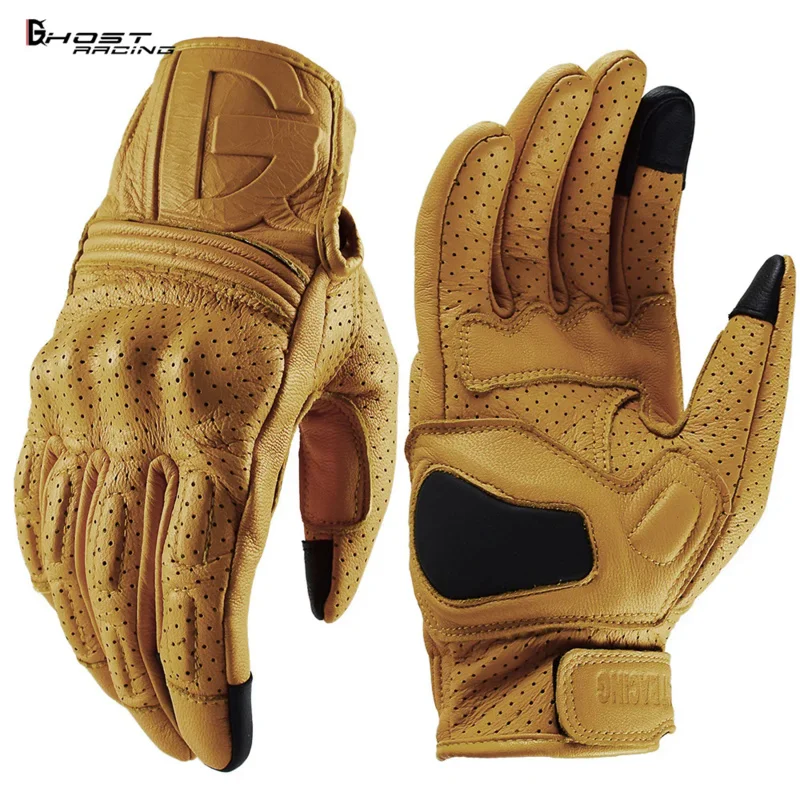 

Retro Vintage Motorcycle Leather Gloves Full Finger Motorbike Riding Gear Protective Touchscreen Motocross Cycling Guantes