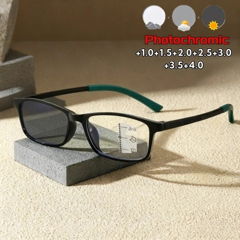 

Сверхлегкие мультифокальные фотохромные очки TR90 для ближнего и дальнего действия двойного назначения для чтения, уличные очки с защитой от ультрафиолета от +1,0 до +4,0