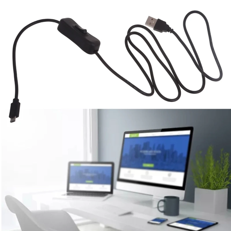 Multi Purpose USB to Micro USB Cable with On Off Button Suitable for Mobile Phone Tablet LED Desk Lamp Fan Bedside Light H8WD