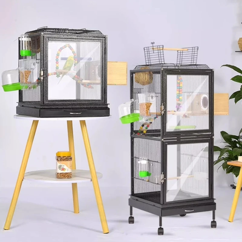 

Acrylic Transparent Bird Cage Luxury Large Parrot House for Mynah Birds Clear Flight Aviary with Doors High-End Cockatoo Habitat