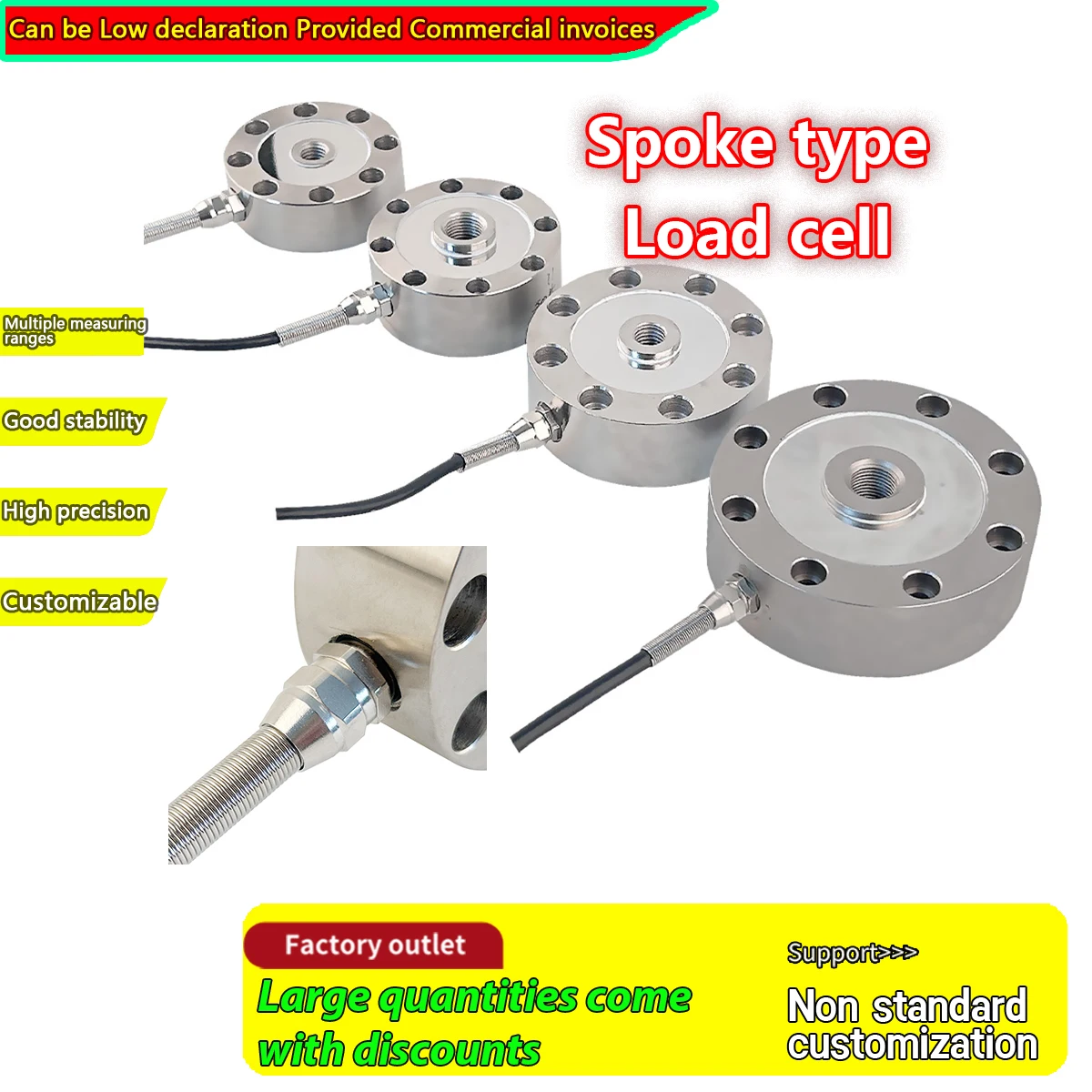 Industrielle Speichenspannungsmesszelle 100KG-50T Kraftsensor mit Digitalanzeige, Wiegekontroller, Indikator und Montagesatz 4 Kontrolle